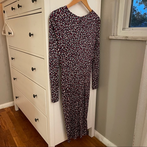 Tory Burch 100% Silk Long Sleeve Interlocking Twist Dress in Confetti - Picture 7 of 9